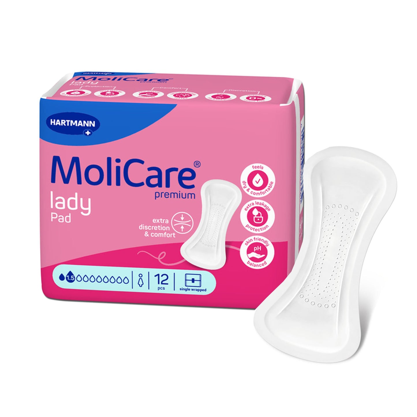Bladder Control Pad MoliCare® premium lady 4 X 8-3/5 Inch Light Absorbency Polymer Core One Size Fits Most