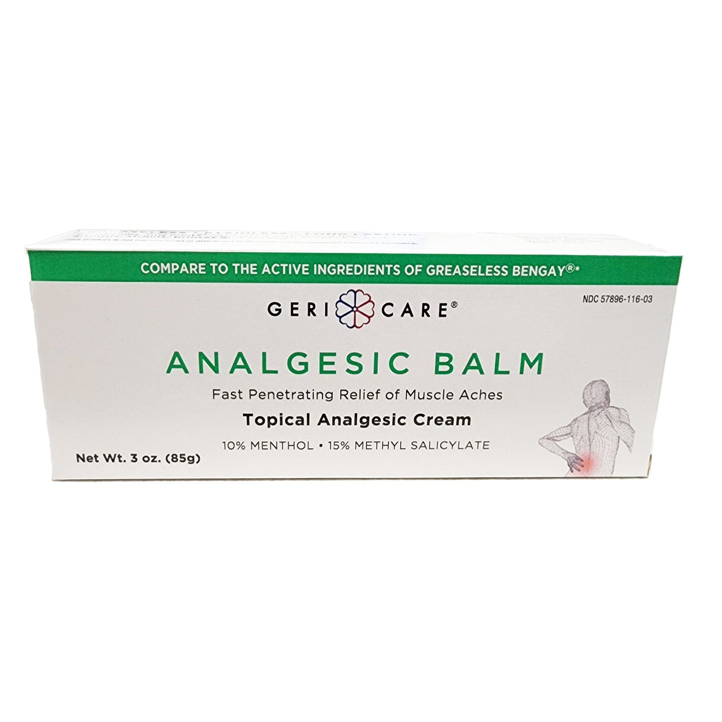 Topical Pain Relief 10% - 15% Strength Menthol / Methyl Salicylate Cream 3 oz.