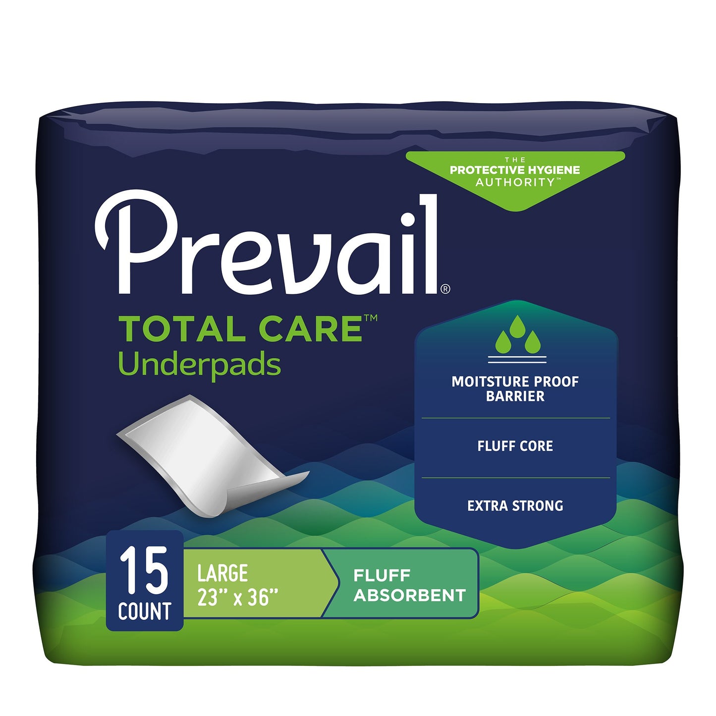 Disposable Underpad Prevail® 23 X 36 Inch Fluff Light Absorbency