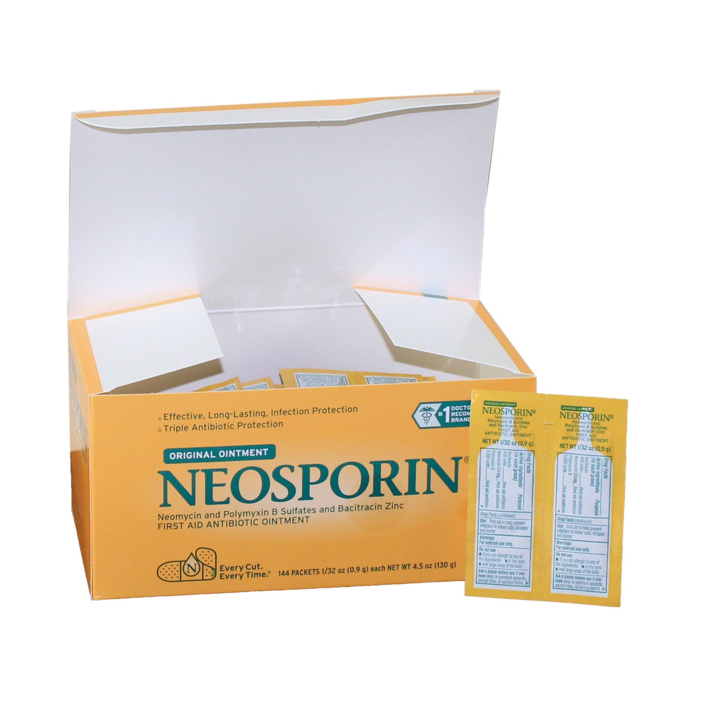 First Aid Antibiotic Bacitracin / Neomycin / Polymyxin B Neosporin® Ointment 0.9 Gram Individual Packet