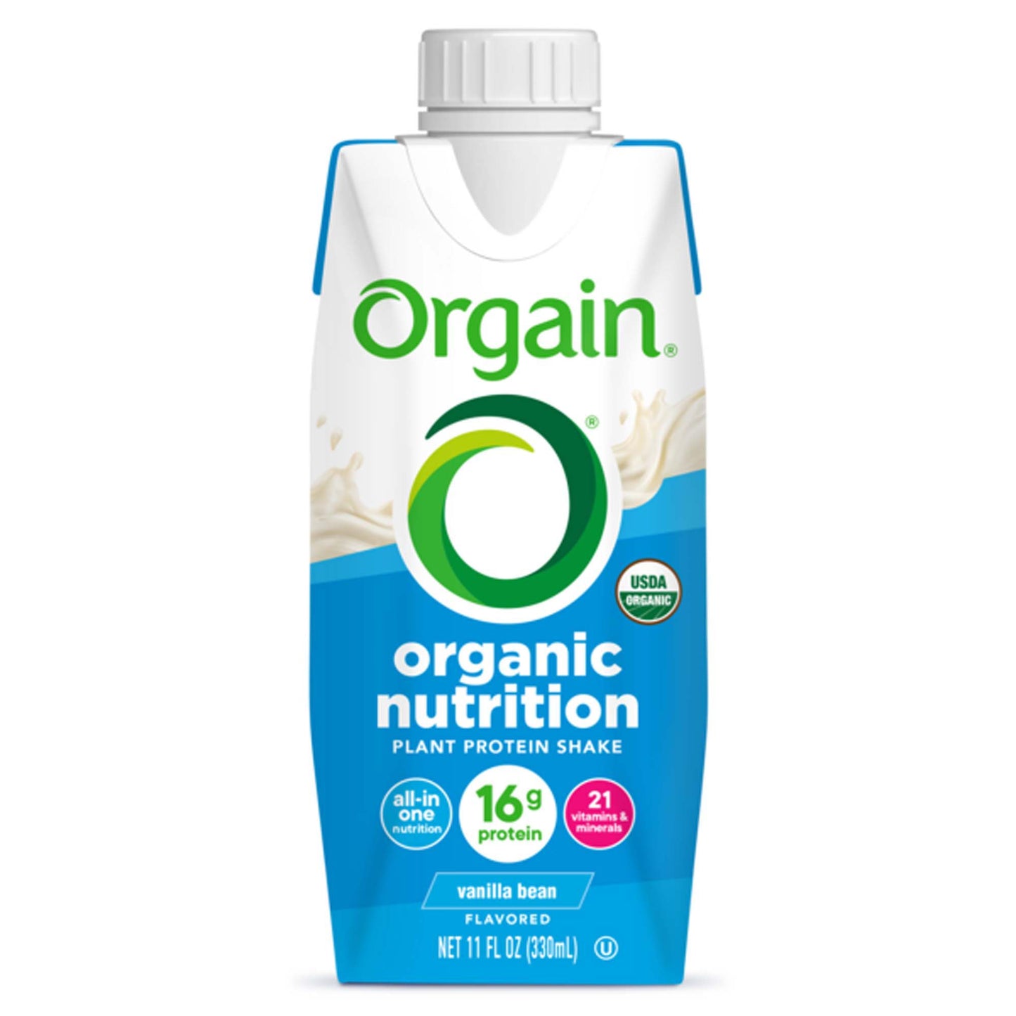 Oral Supplement Orgain® Organic Nutrition™ Vegan Shake Vanilla Bean Flavor Liquid 11 oz. Carton