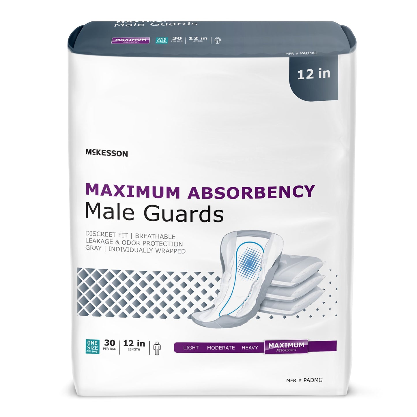 Bladder Control Pad McKesson 12 Inch Length Heavy Absorbency Polymer Core One Size Fits Most