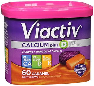 Joint Health Supplement Viactiv® Calcium / Vitamin D / Vitamin K 650 mg - 500 IU - 40 mcg Strength Chewable Tablet 60 per Box Caramel Flavor