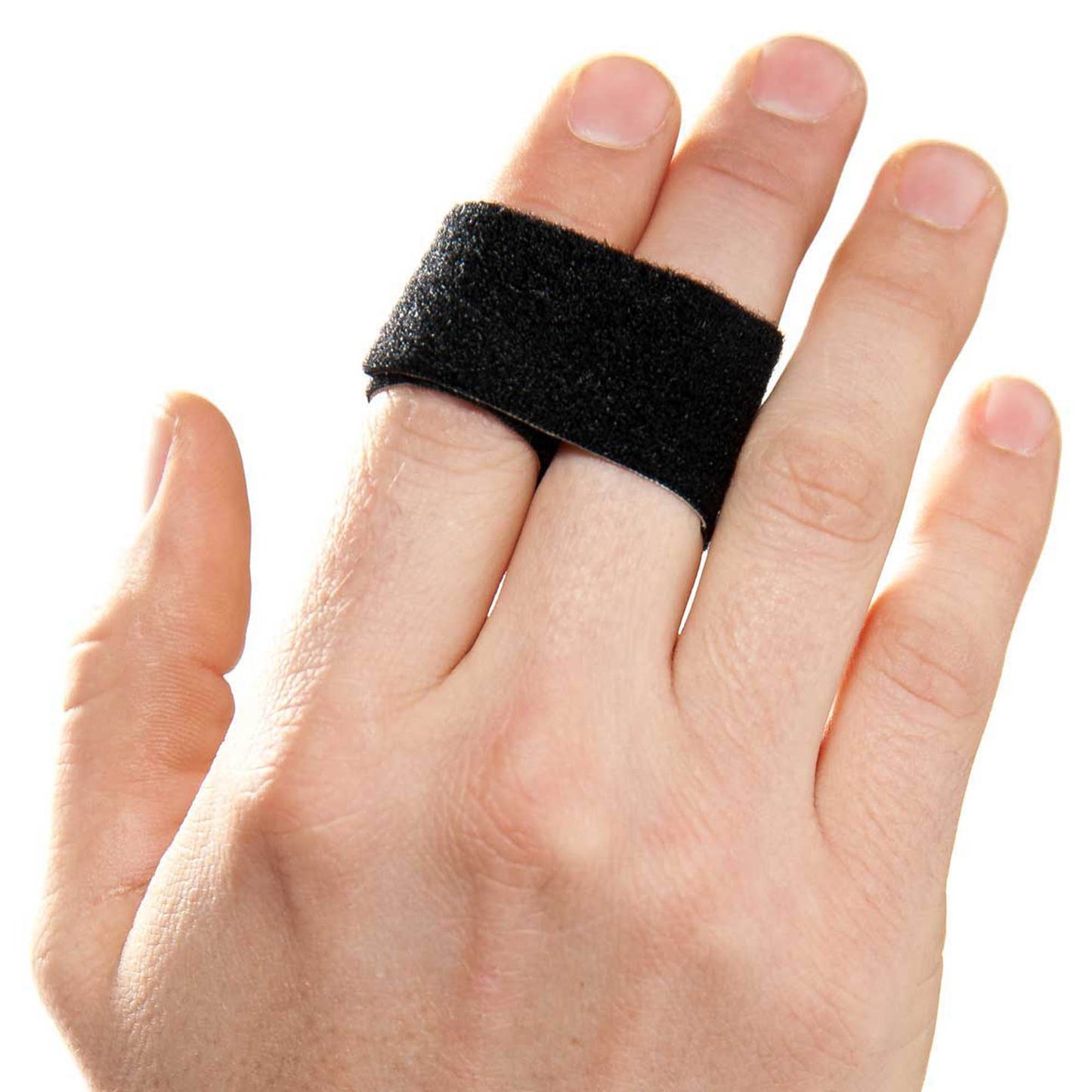 Finger Wrap Splint 3pp® Buddy Loops® Adult One Size Fits Most Hook and Loop Strap Closure Finger Black