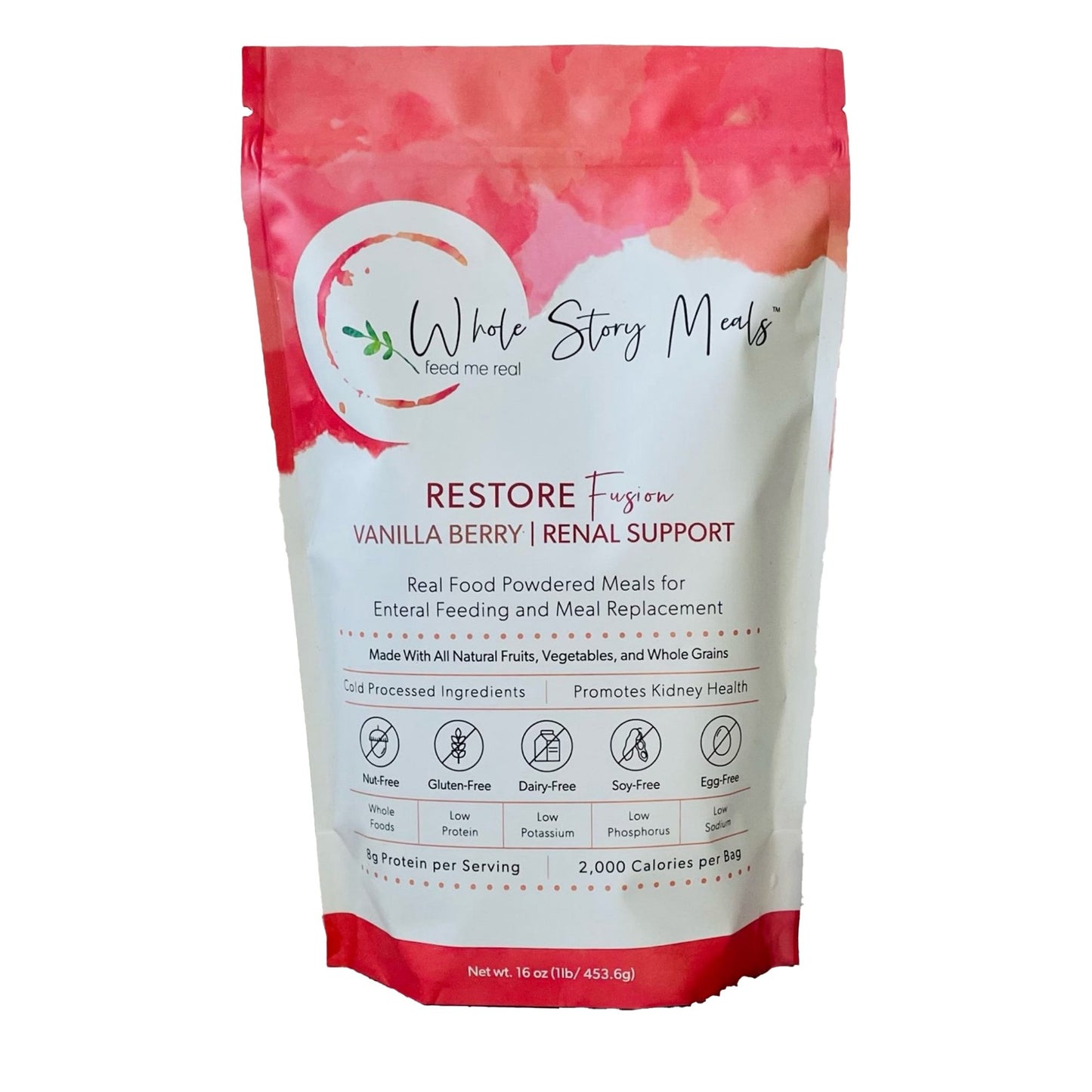 Oral Supplement Whole Story Meals Restore Fusion Renal Support Vanilla / Berry Flavor Powder 16 oz. Pouch