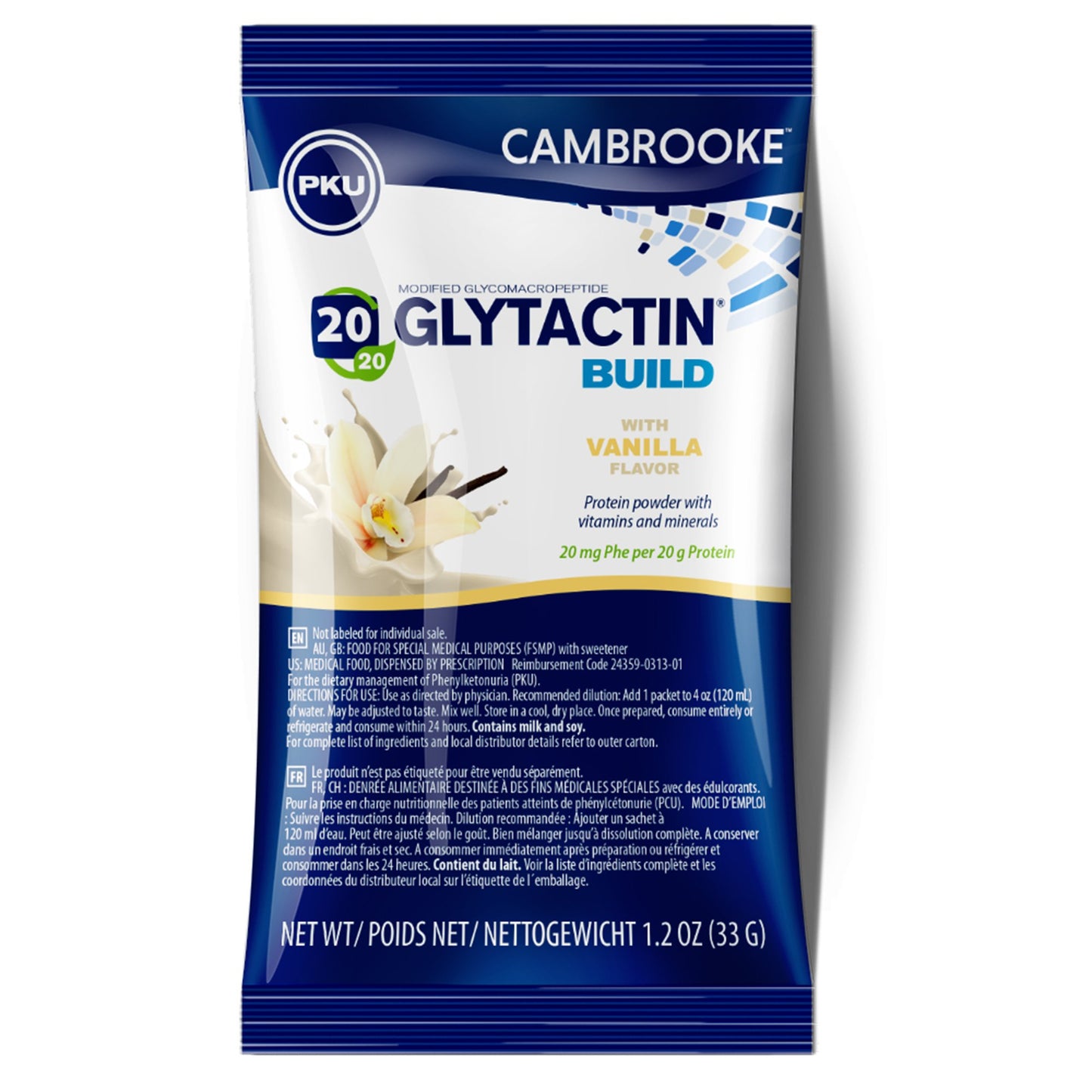 Oral Supplement Glytactin® BUILD 20/20 Vanilla Flavor Powder 1.2 oz. Individual Packet