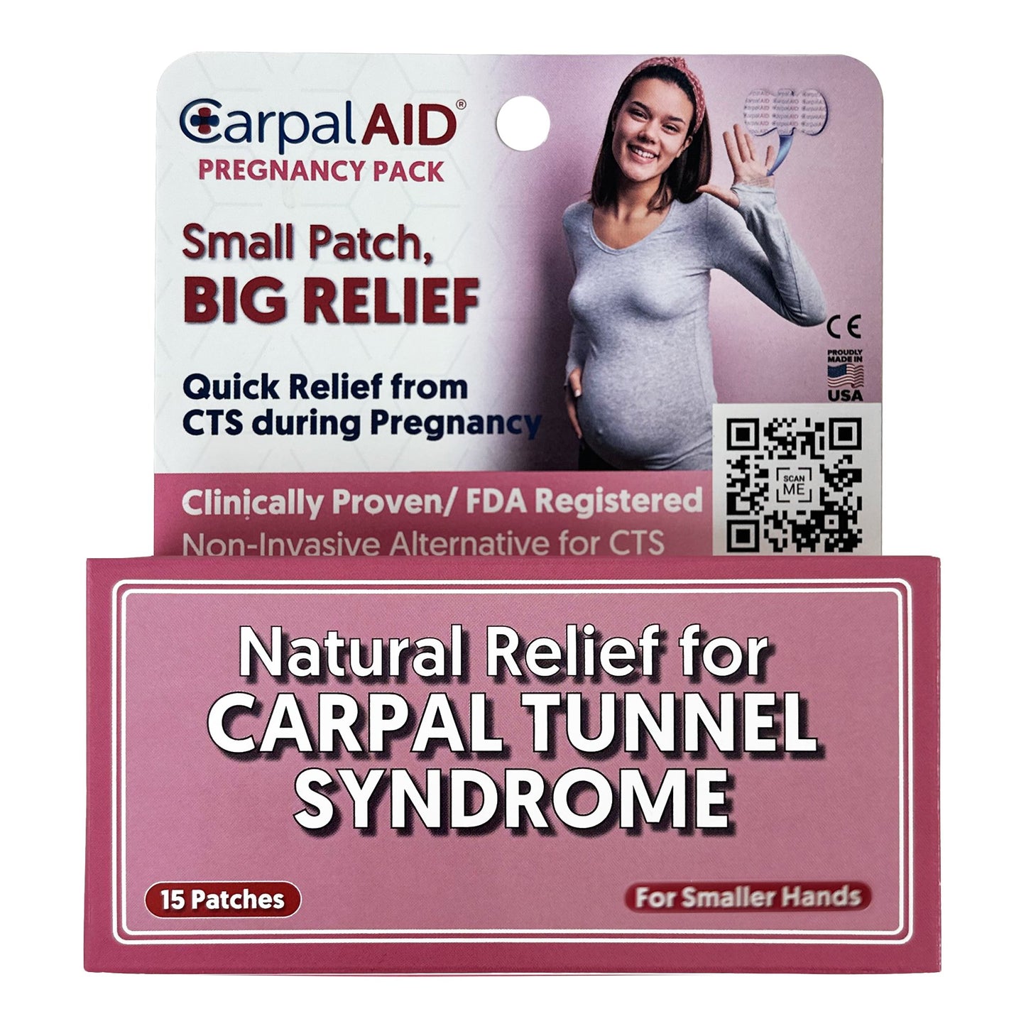 Hand-Based Carpal Tunnel Support Carpal AID® Patch Pregnancy Plastic Left or Right Hand Clear Small