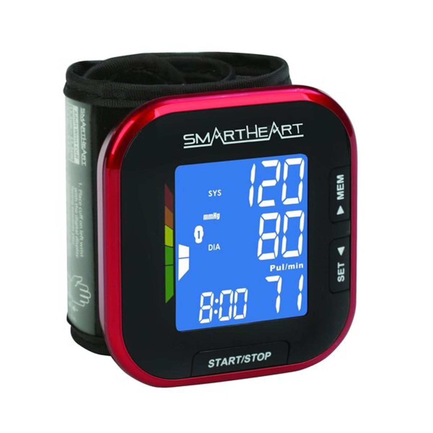 Digital Blood Pressure Monitor Smartheart Adult Cuff Wrist 5.5 X 7.6 Inch Mobile