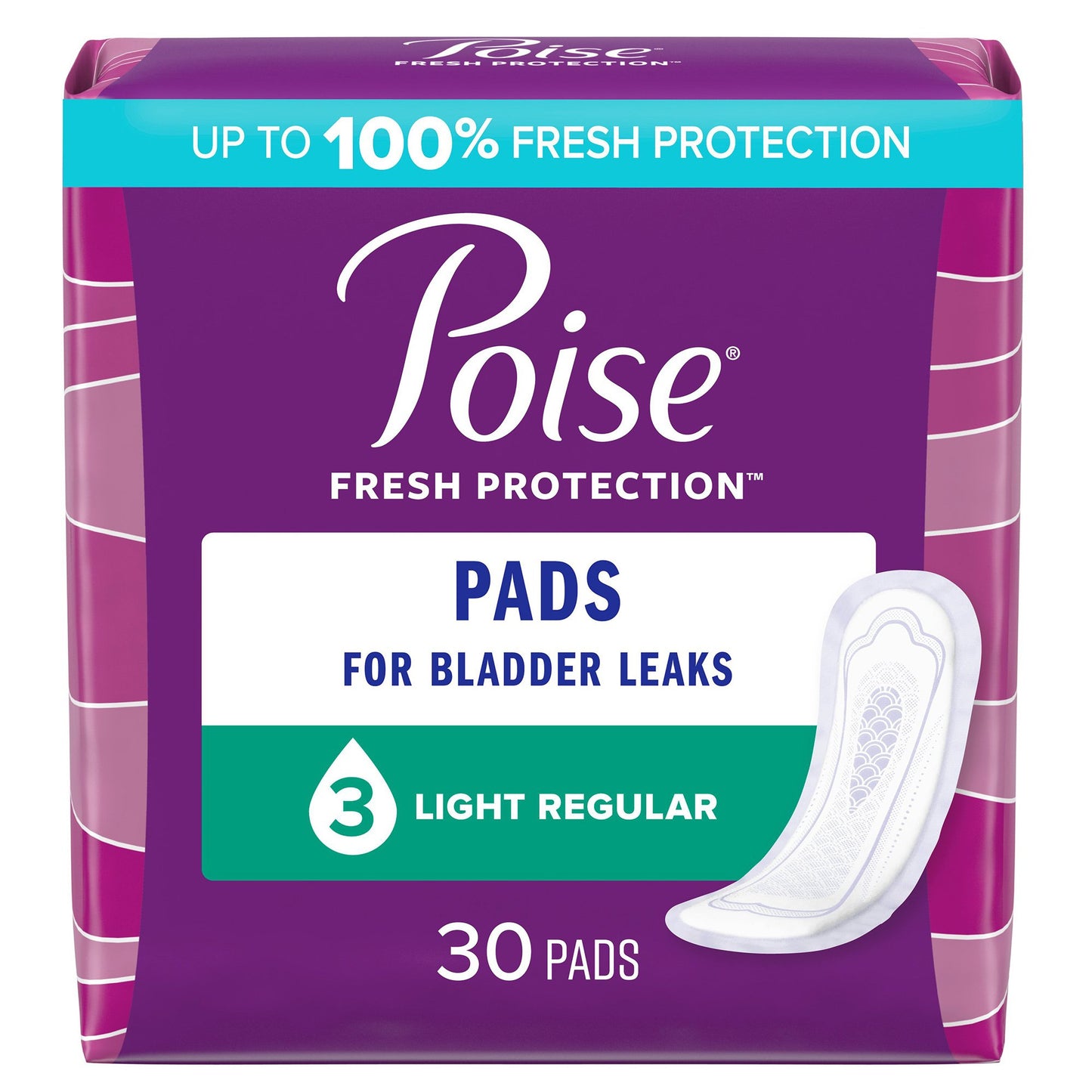 Bladder Control Pad Poise® Fresh Protection™ 9.33 Inch Length Moderate Absorbency Polymer Core One Size Fits Most
