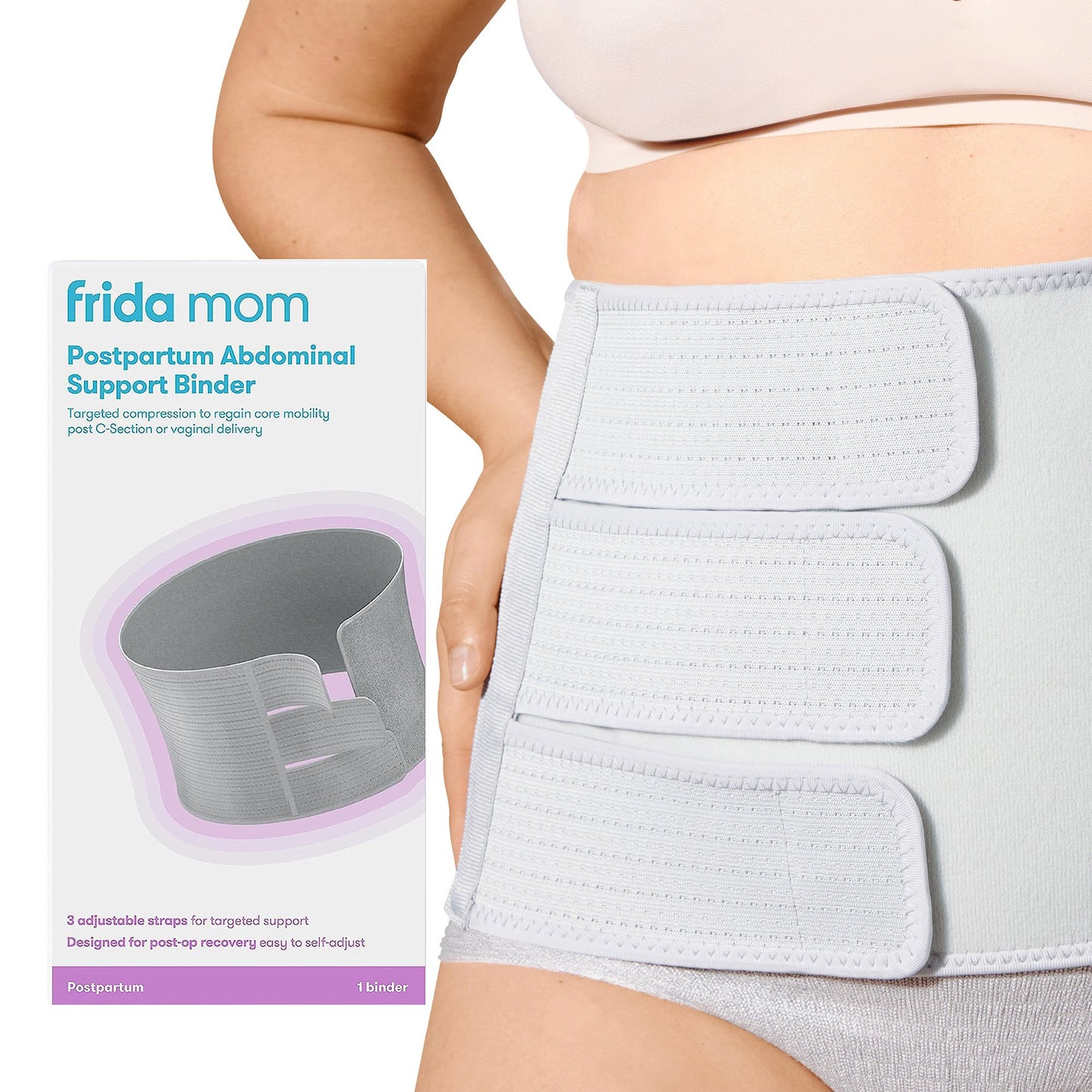Abdominal Binder Fridababy® Small / Medium Hook and Loop Strap Closure 29 to 46 Inch Waist Circumference Adult