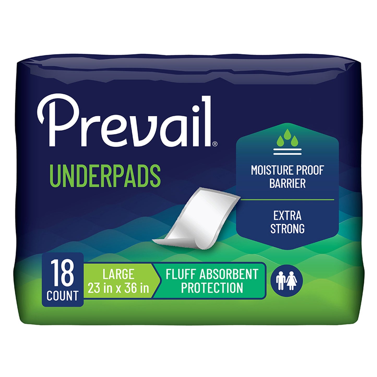 Disposable Underpad Prevail® Total Care™ 23 X 36 Inch Fluff Light Absorbency