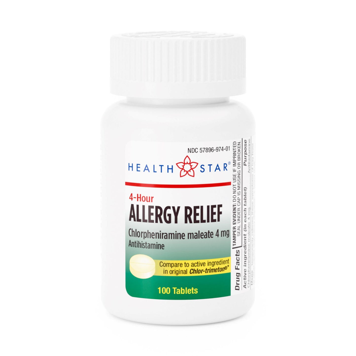 Allergy Relief HEALTH STAR® 4 mg Strength Tablet 100 per Bottle
