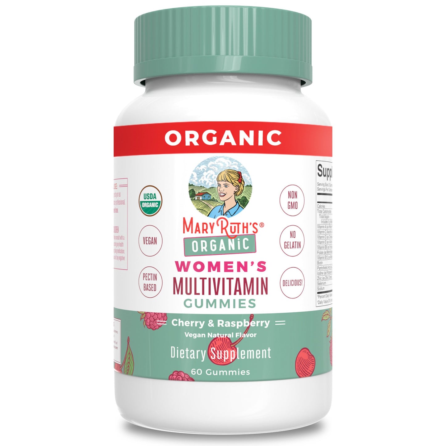 Multivitamin Supplement Mary Ruth's® Organic Women's Vitamin A / C / D / E 450 mcg - 20 mg - 6 mcg - 7 mg Strength Gummie 60 Per Bottle Strawberry Flavor