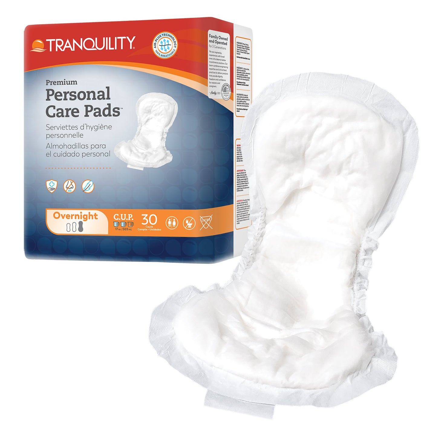 Bladder Control Pad Tranquility® Premium Overnight 16 Inch Length Heavy Absorbency Super Absorbent Core One Size Fits Most