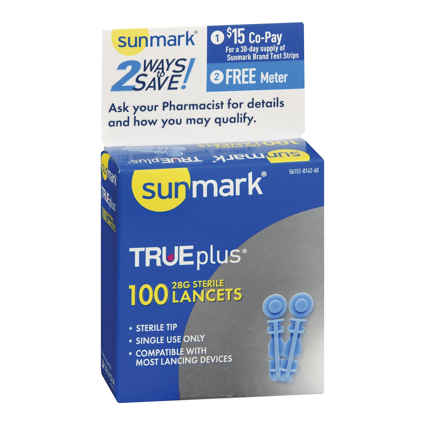 Lancet for Lancing Device Sunmark® 28 Gauge Non-Safety Twist Off Cap Multiple Sites