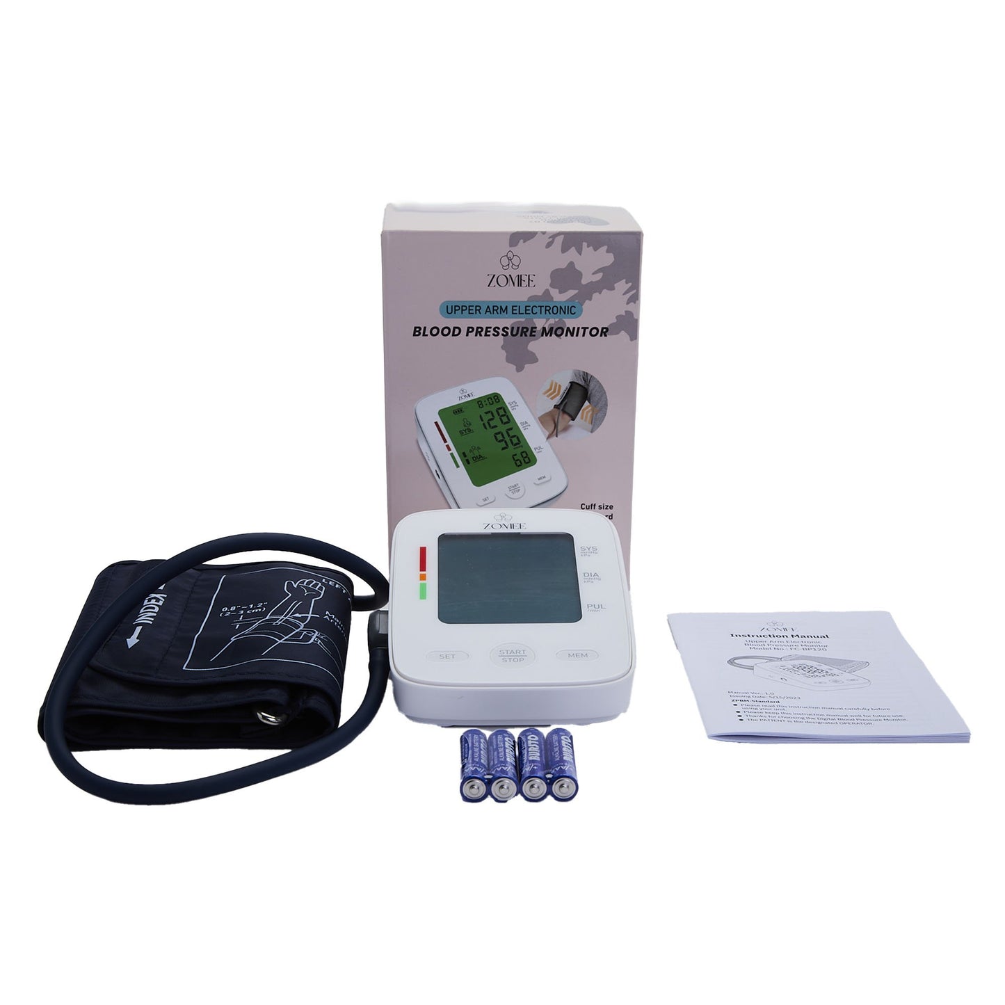 Home Automatic Digital Blood Pressure Monitor Zomee Extra Large Cuff Arm Nylon Cuff 16.5 to 21 Inch Desk Model