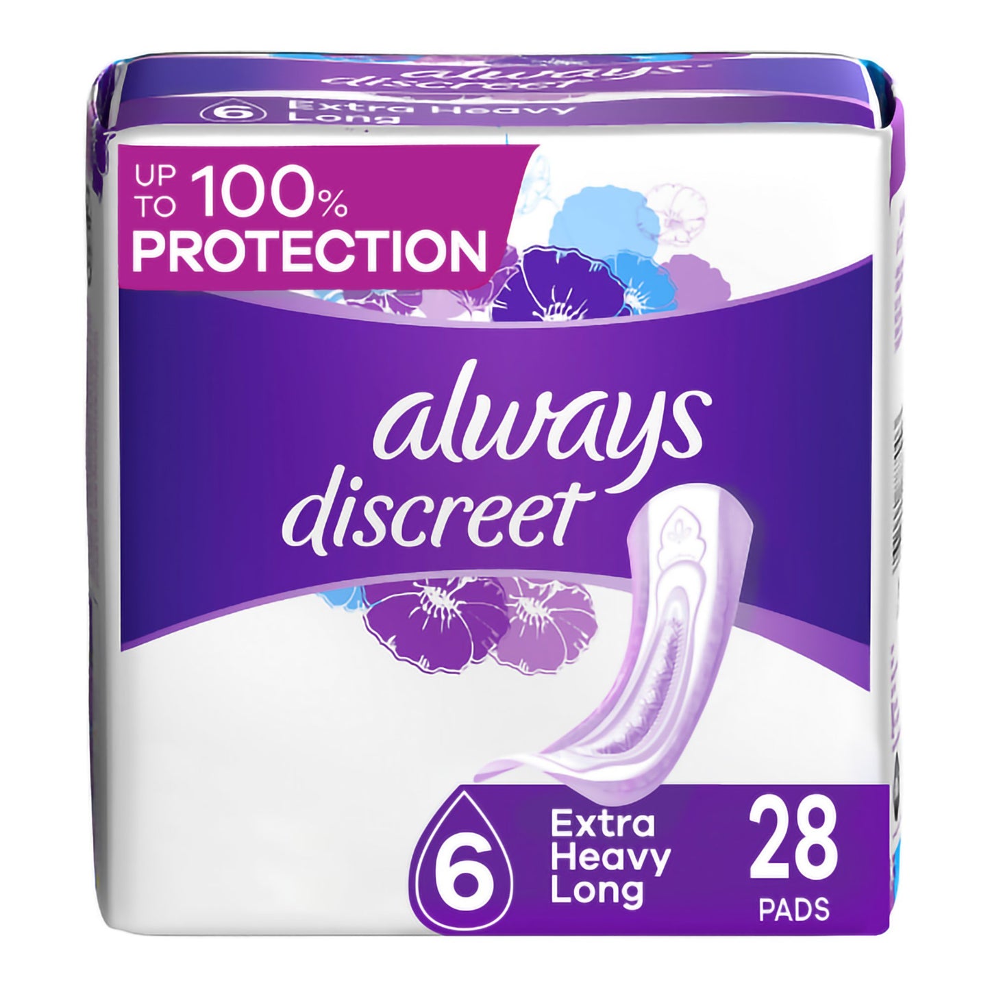 Bladder Control Pad Always® Discreet 15.7 Inch Length Heavy Absorbency Poly Core Size 6