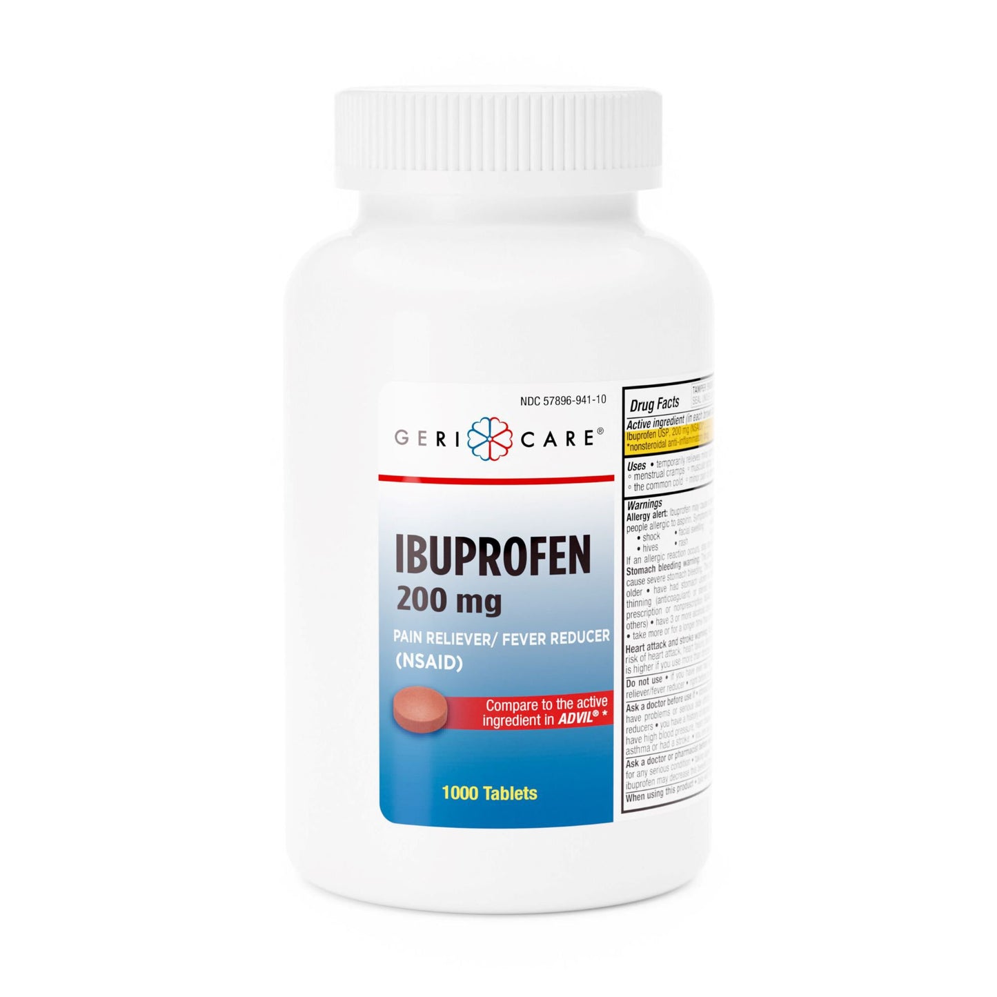 Pain Relief Geri-Care® 200 mg Strength Ibuprofen Tablet 1000 Per Bottle