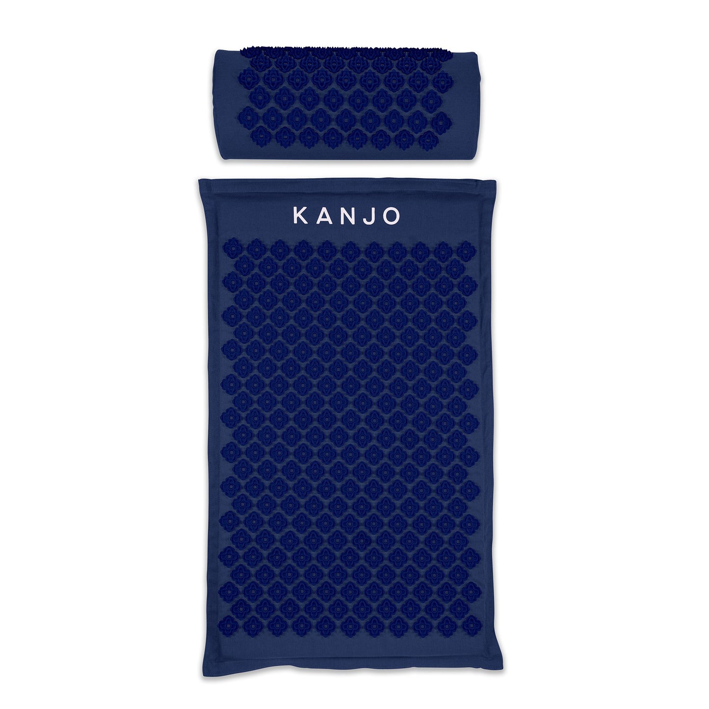 Kanjo Acupressure Mat Set Navy Blue Cotton-Linen Fabric / Memory Foam / Plastic Mat: 17 X 28 Inch / Pillow: 6 X 14 Inch