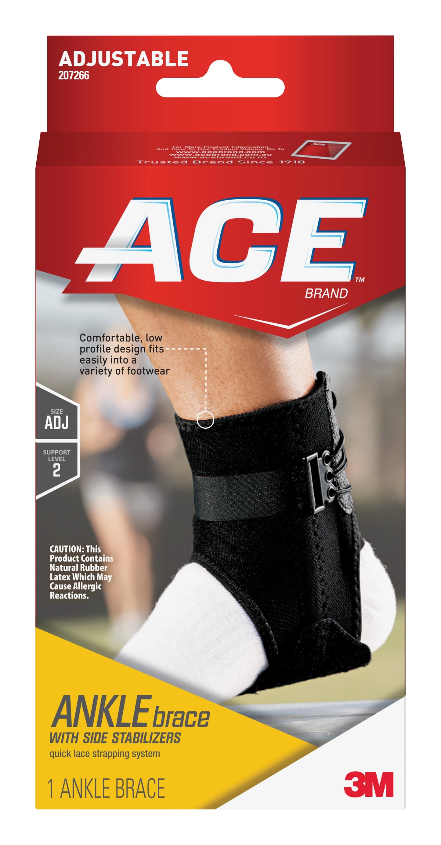 Ankle Support 3M™ Ace™ One Size Fits Most Hook and Loop Closure / Lace Up Ankle