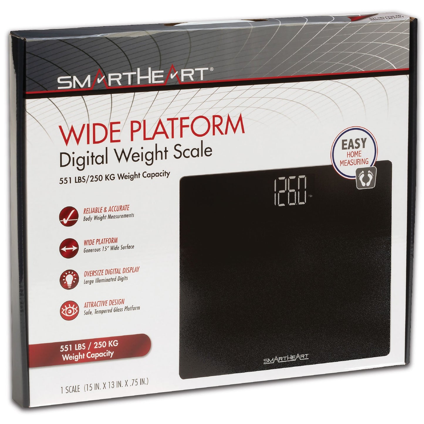Floor Scale Veridian® Digital Display 438 lbs. / 199 kg Capacity Black Battery Operated