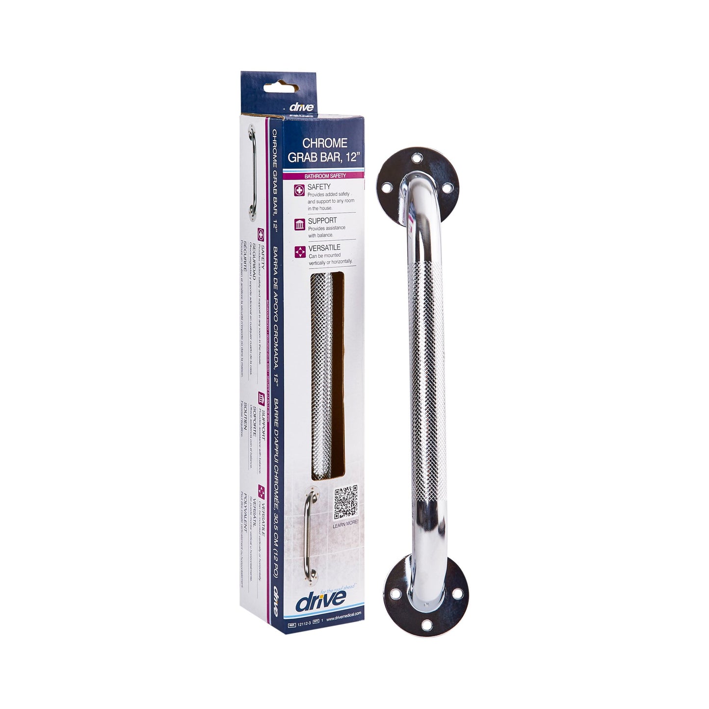 Wall Grab Bar drive™ Chrome Finish Knurled Steel