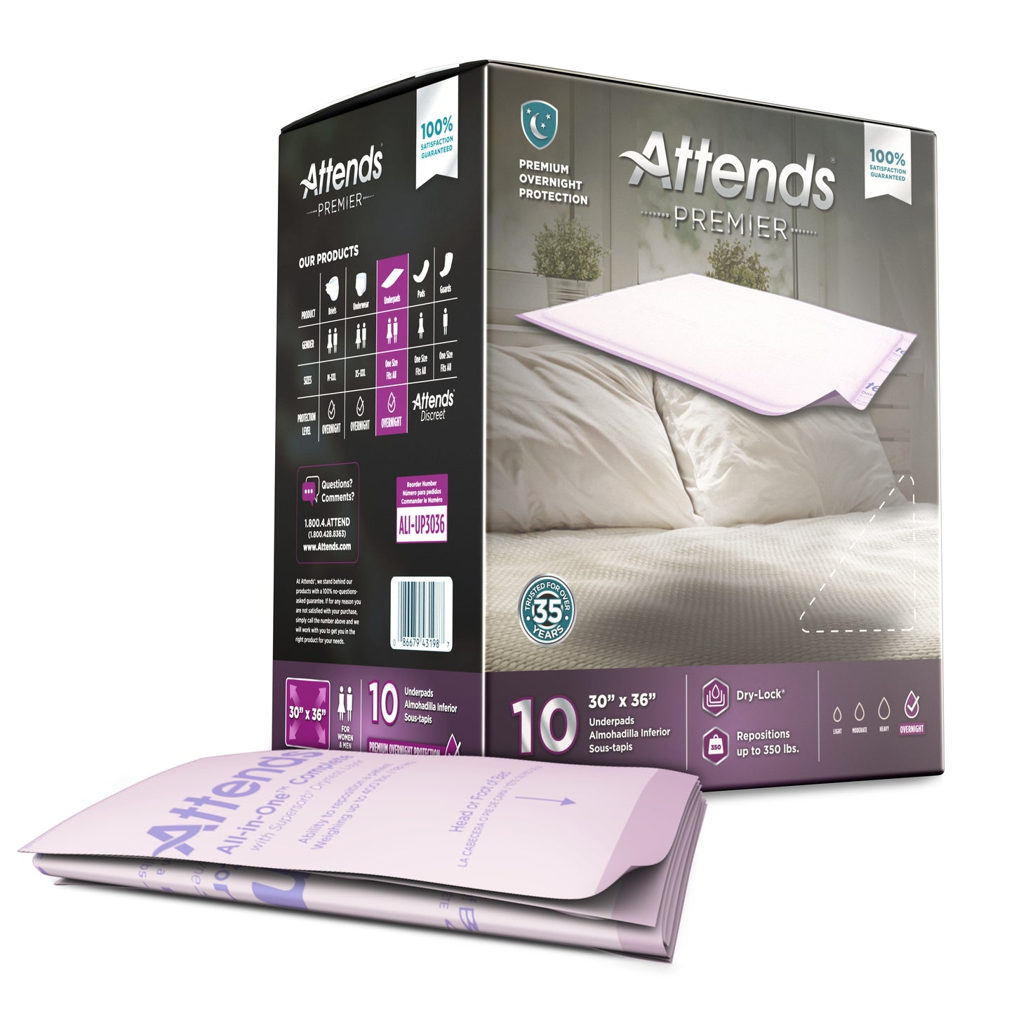 Disposable Underpad Attends® Premier Low Air Loss and Repositioning 30 X 36 Inch Dry-Lock® Core Heavy Absorbency