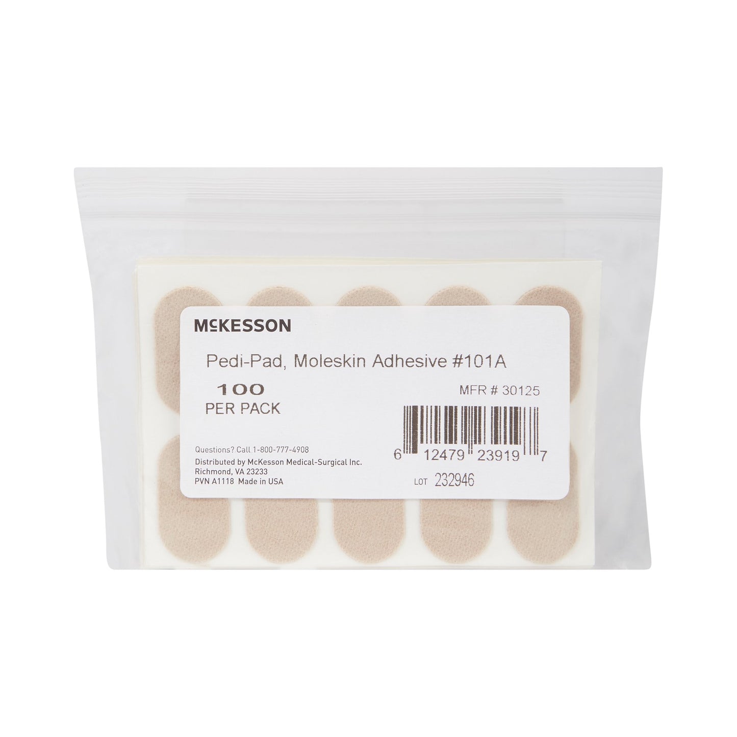 Protective Pad McKesson Pedi-Pad Size 101-A Adhesive Backing Foot
