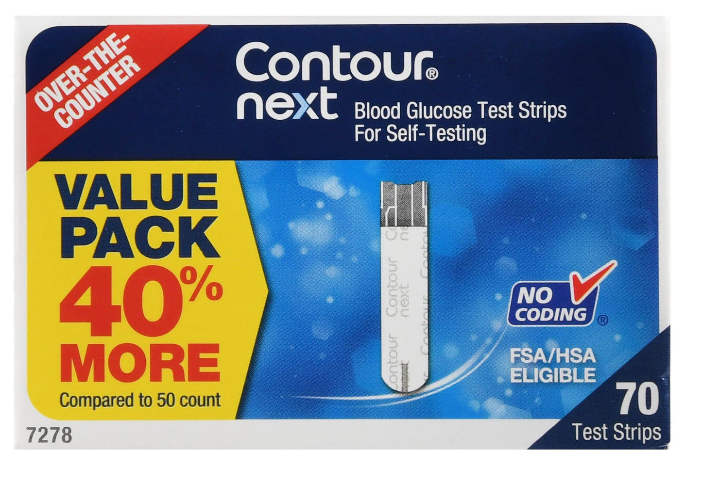 Blood Glucose Test Strips Ascensia Contour® 70 Strips per Pack For Bayer Ascensia® Contour® Blood Glucose Meter