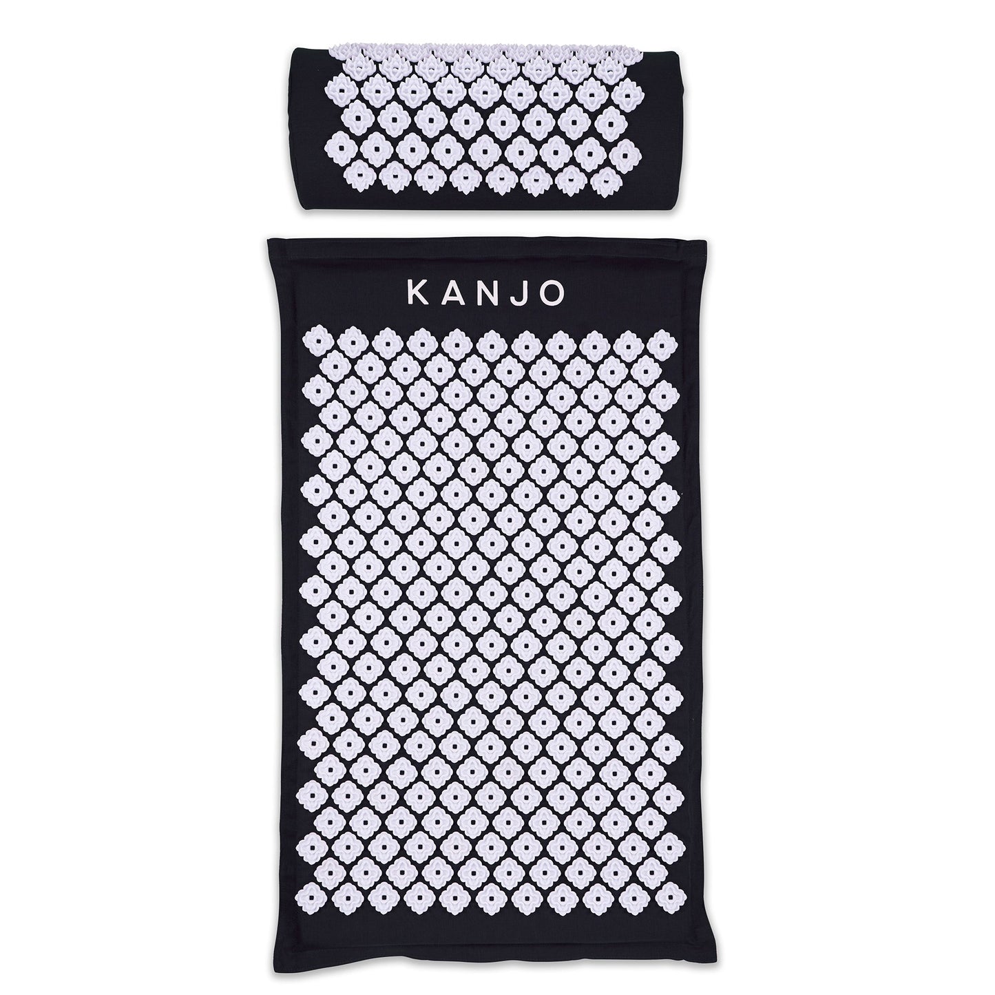 Kanjo Acupressure Mat Set Onyx Cotton-Linen Fabric / Memory Foam / Plastic Mat: 17 X 28 Inch / Pillow: 6 X 14 Inch