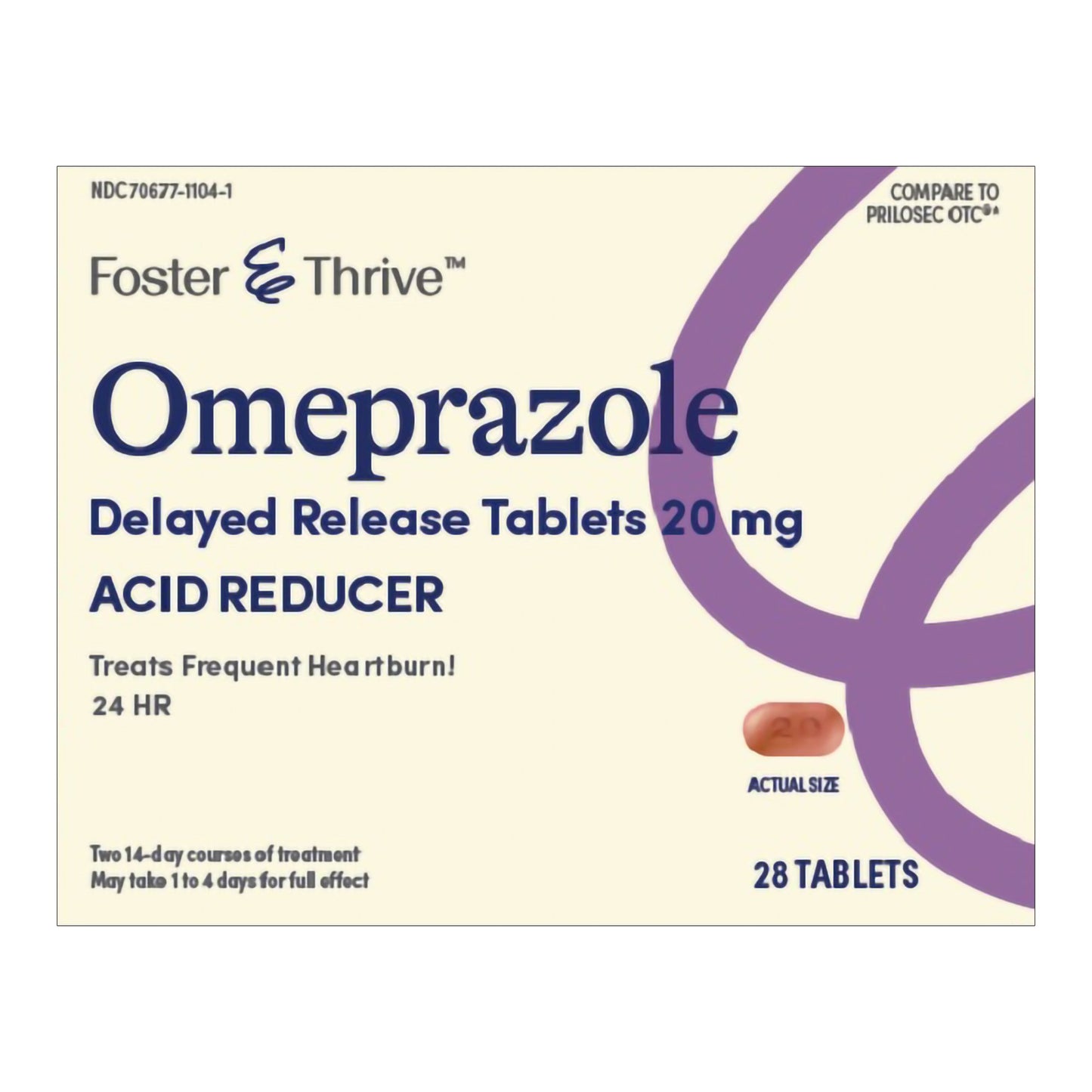 Antacid Foster & Thrive™ 20 mg Strength Delayed-Release Tablet 28 per Box