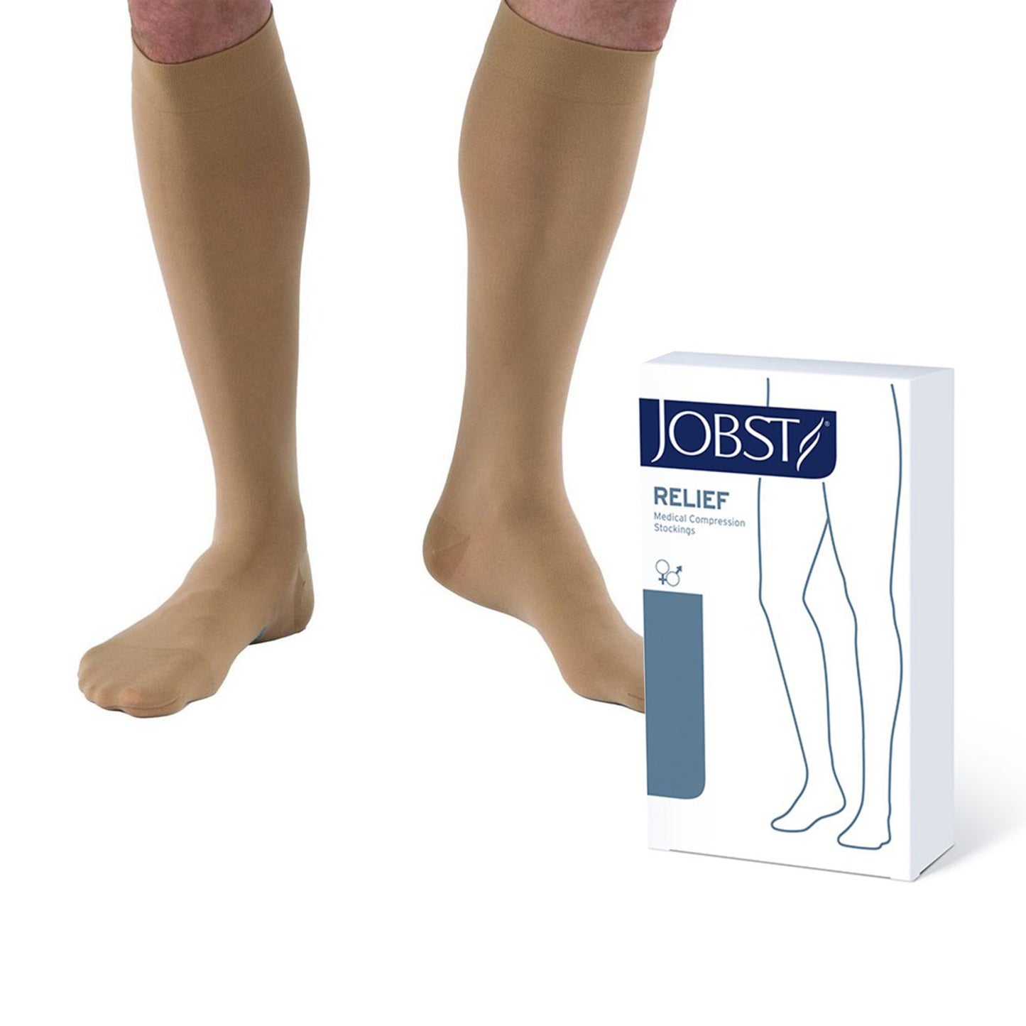 Compression Stocking Jobst® Relief Knee High Medium Beige Closed Toe