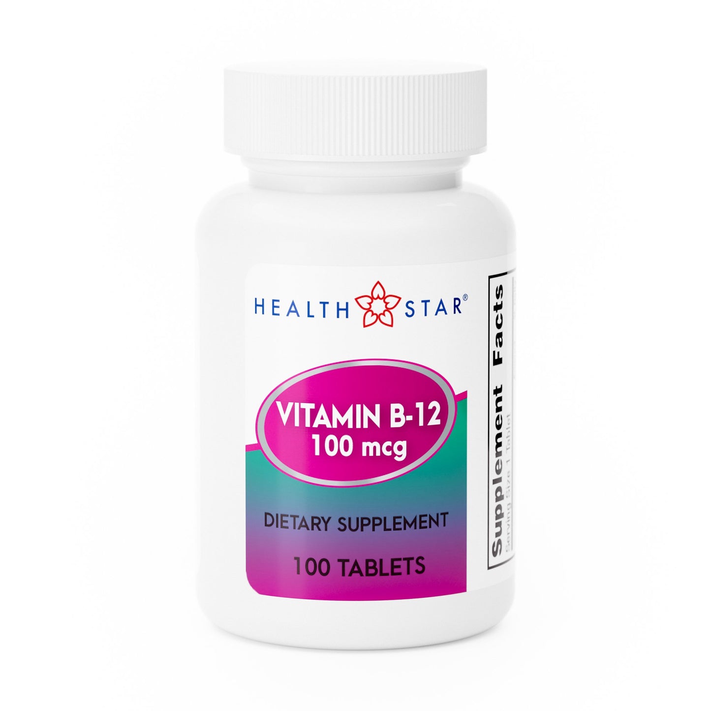 Vitamin Supplement HEALTH STAR® Vitamin B12 100 mcg Strength Tablet 100 per Bottle