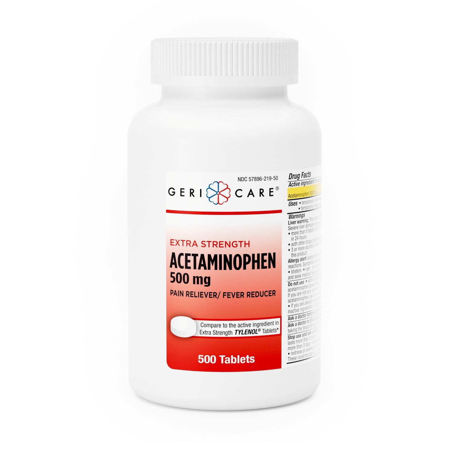 Pain Relief Geri-Care® 500 mg Strength Acetaminophen Tablet 500 per Bottle