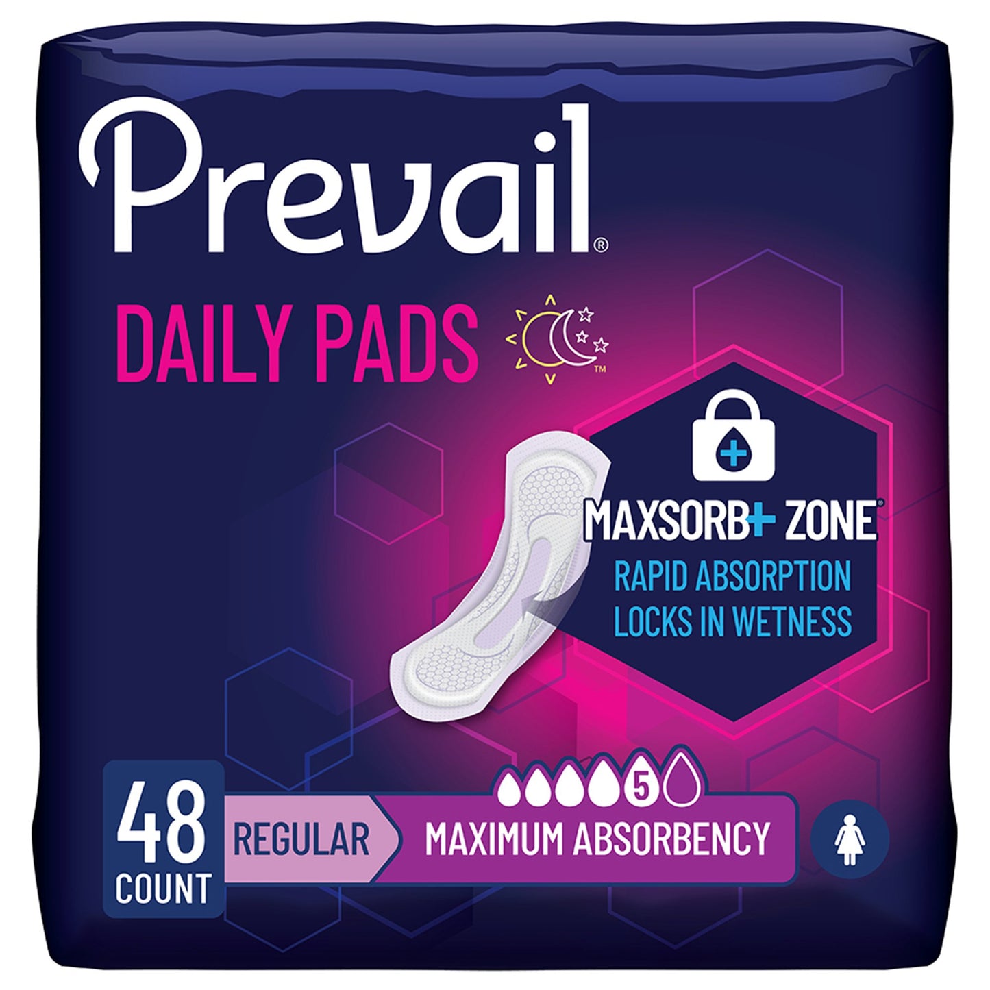 Bladder Control Pad Prevail® Daily Pads 11 Inch Length Heavy Absorbency Polymer Core One Size Fits Most