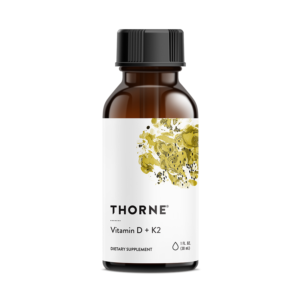 Vitamin Supplement THORNE® Vitamin D + K2 Liquid Vitamin D3 / K2 (Menatetrenone 1,000 IU Strength Drops 1 oz.