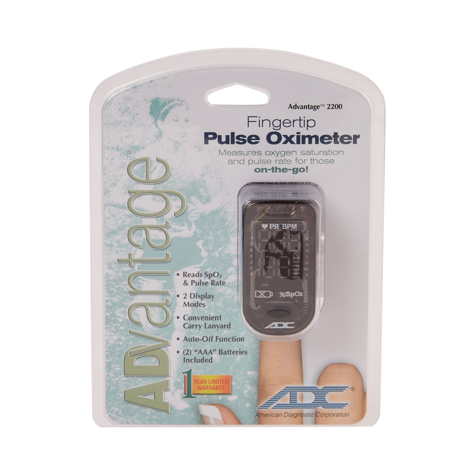 Fingertip Pulse Oximeter Advantage™ 2200 Adult Battery Operated LED Display