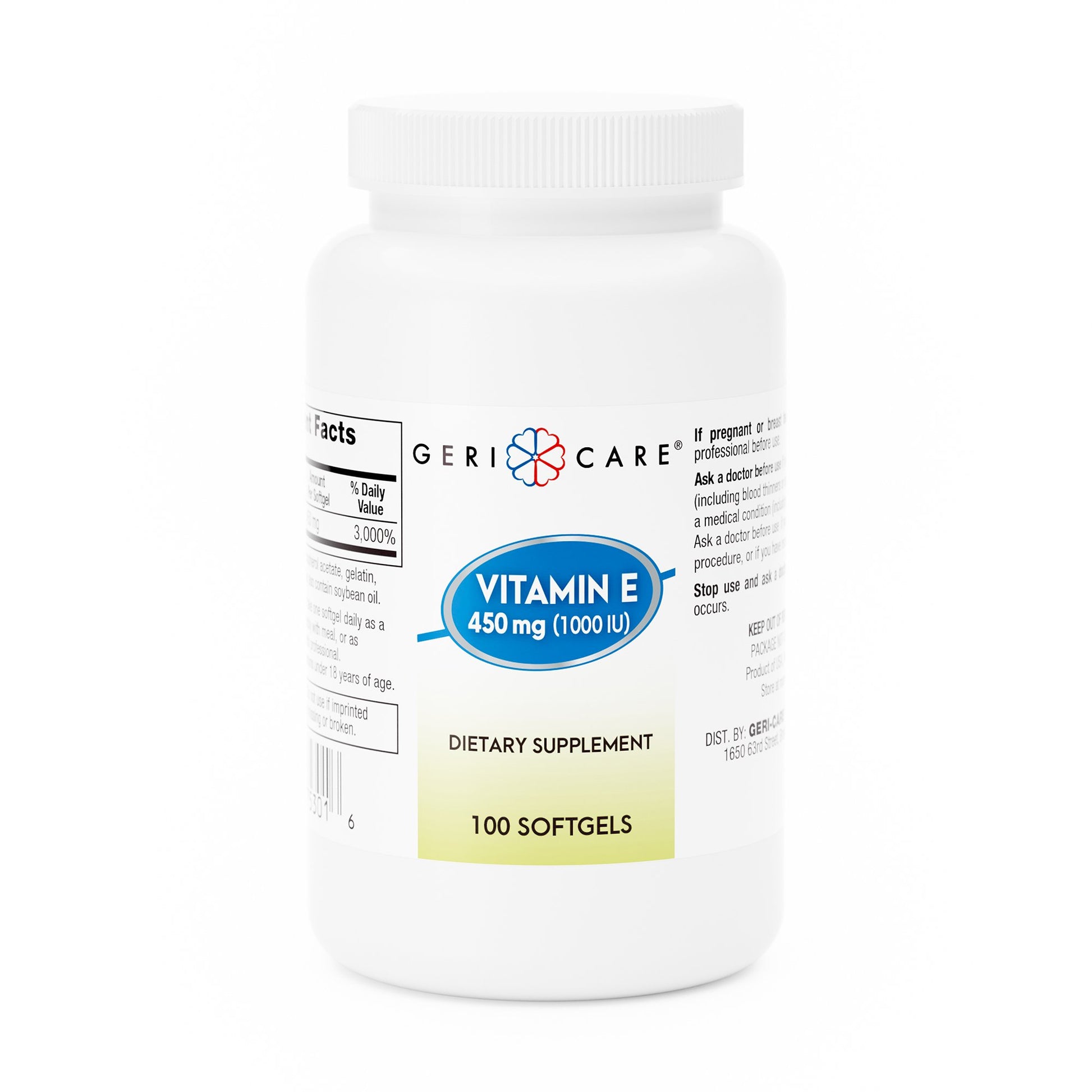 Vitamin Supplement Geri-Care® Vitamin E 1,000 IU Strength Softgel 100 per Bottle