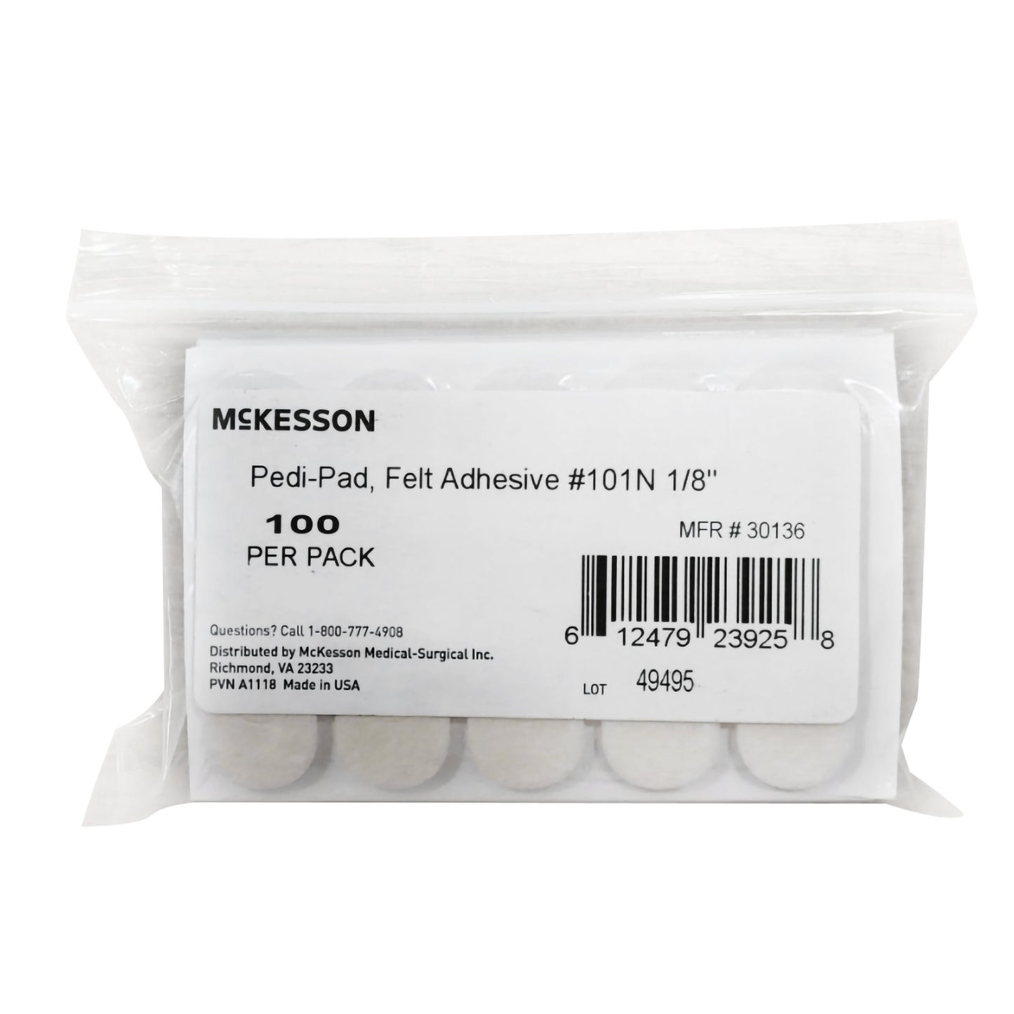 Protective Pad McKesson Pedi-Pad Size 101 Adhesive Backing Foot