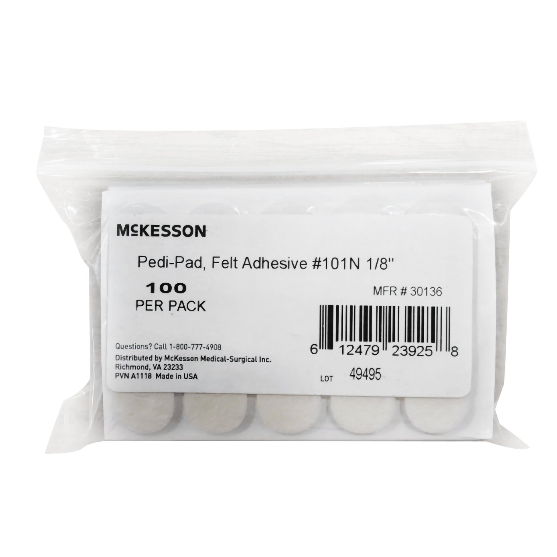 Protective Pad McKesson Pedi-Pad Size 101 Adhesive Backing Foot
