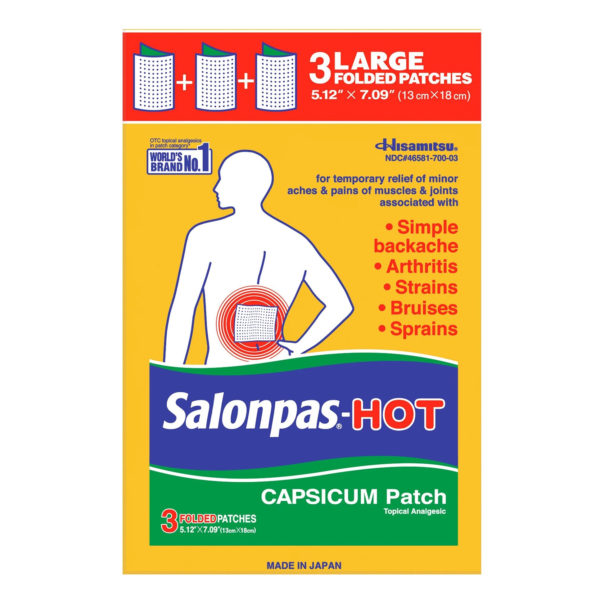 Topical Pain Relief Salonpas® Hot Capsaicin Patch 3 per Box