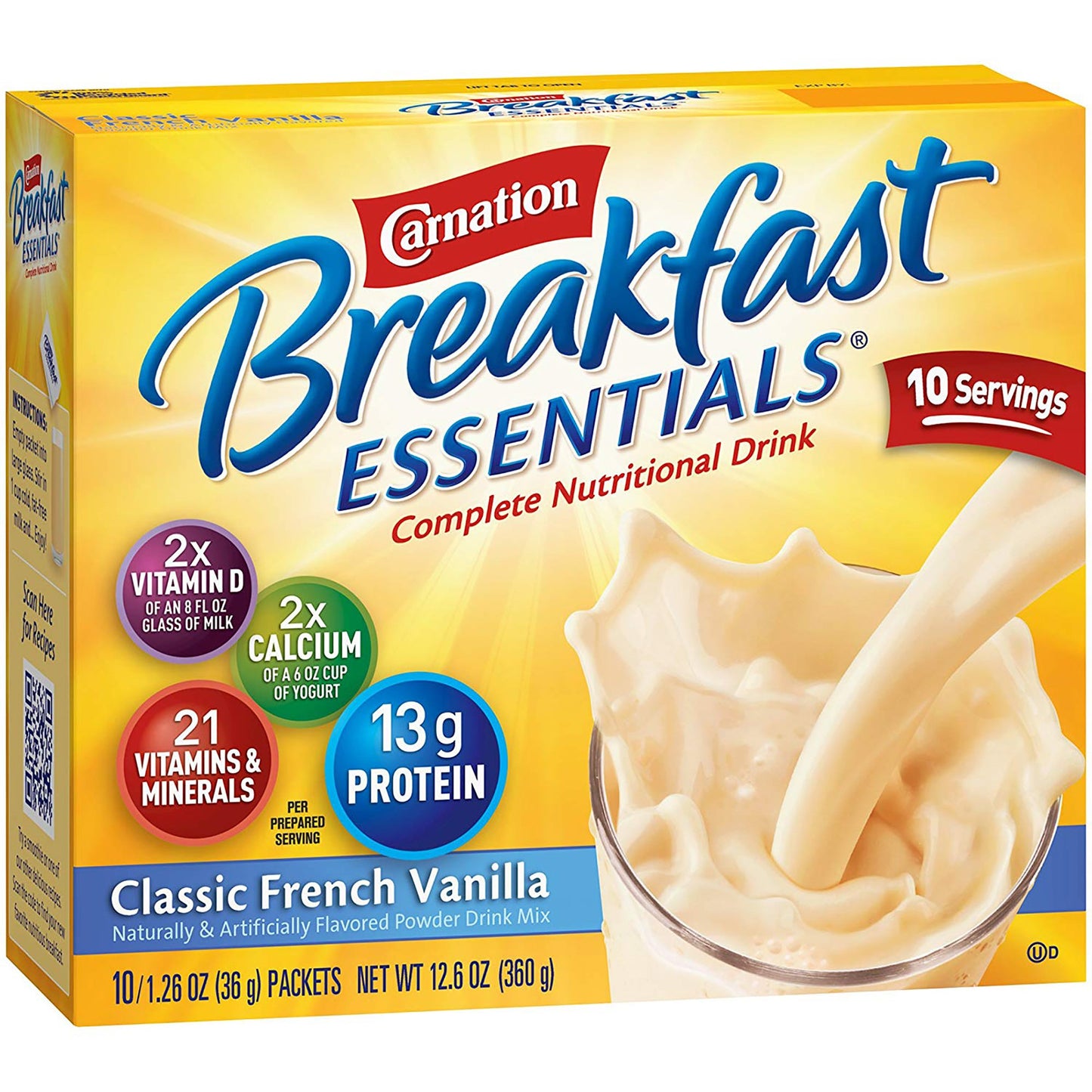 Oral Supplement Carnation Breakfast Essentials® French Vanilla Flavor Powder 1.26 oz. Individual Packet