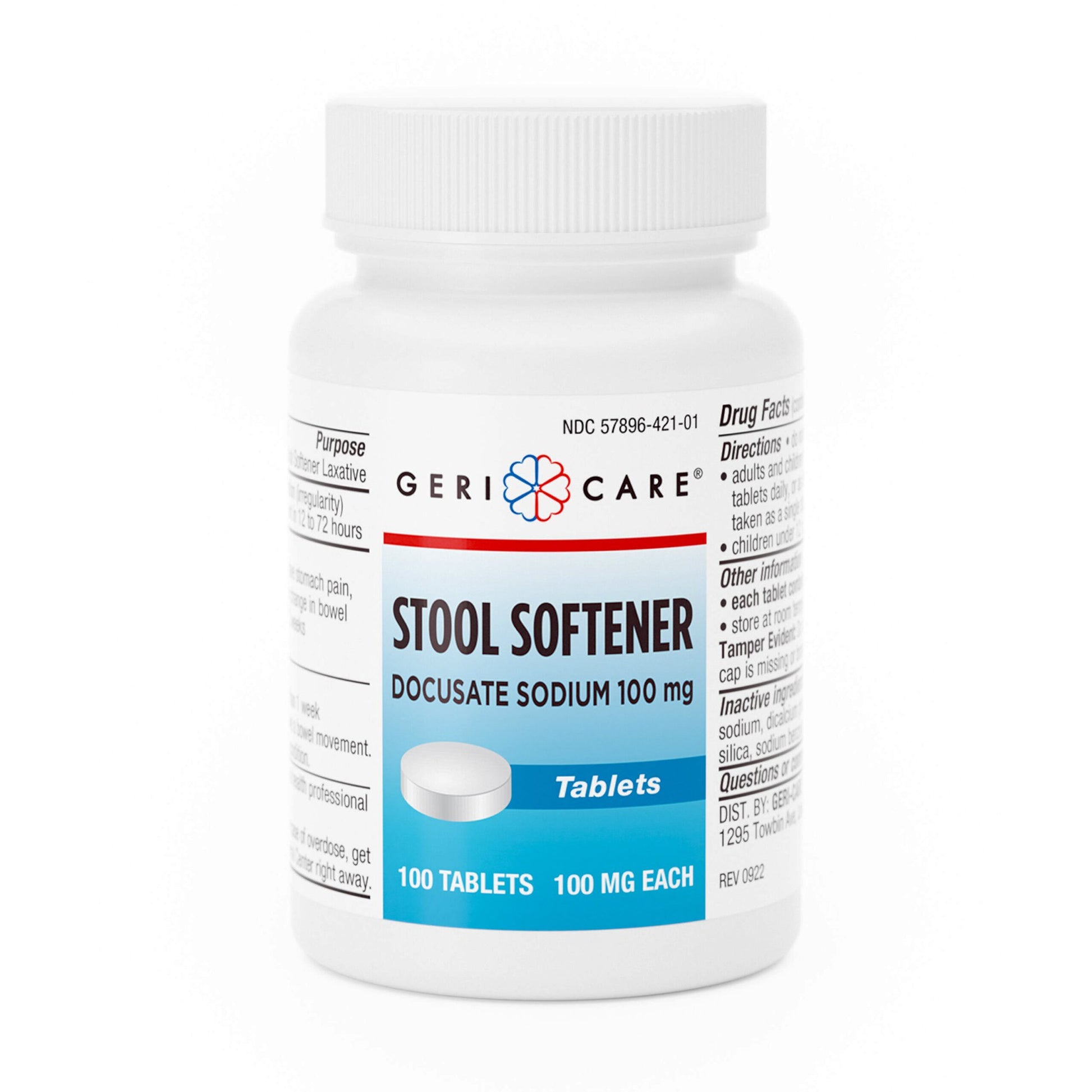 Stool Softener Geri-Care® Tablet 100 per Bottle 100 mg Strength Docusate Sodium