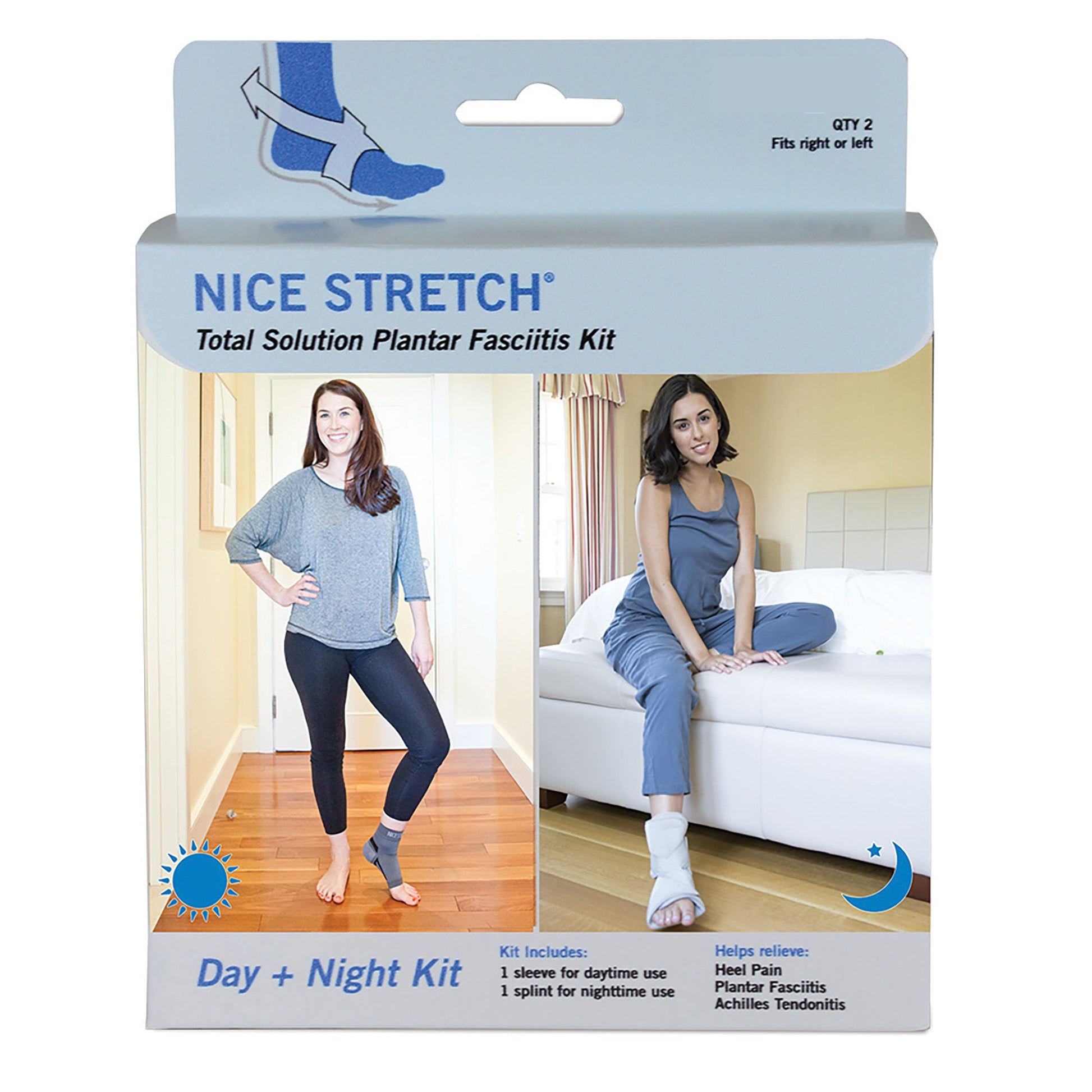 Plantar Fasciitis Support Kit Nice Stretch® Total Solution Plantar Fasciitis Relief Kit Small / Medium Hook and Loop Closure / Pull-On Left / Right Foot