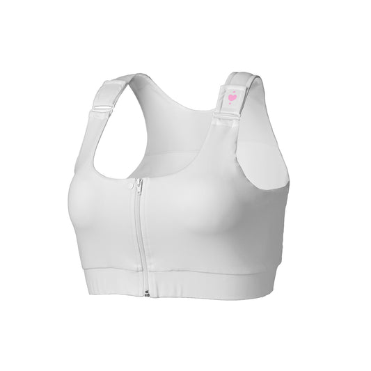Post-Surgical Bra Shirl 56 to 60 Inch Chest 7X-Large White Front Zipper / Snap Closure Racerback