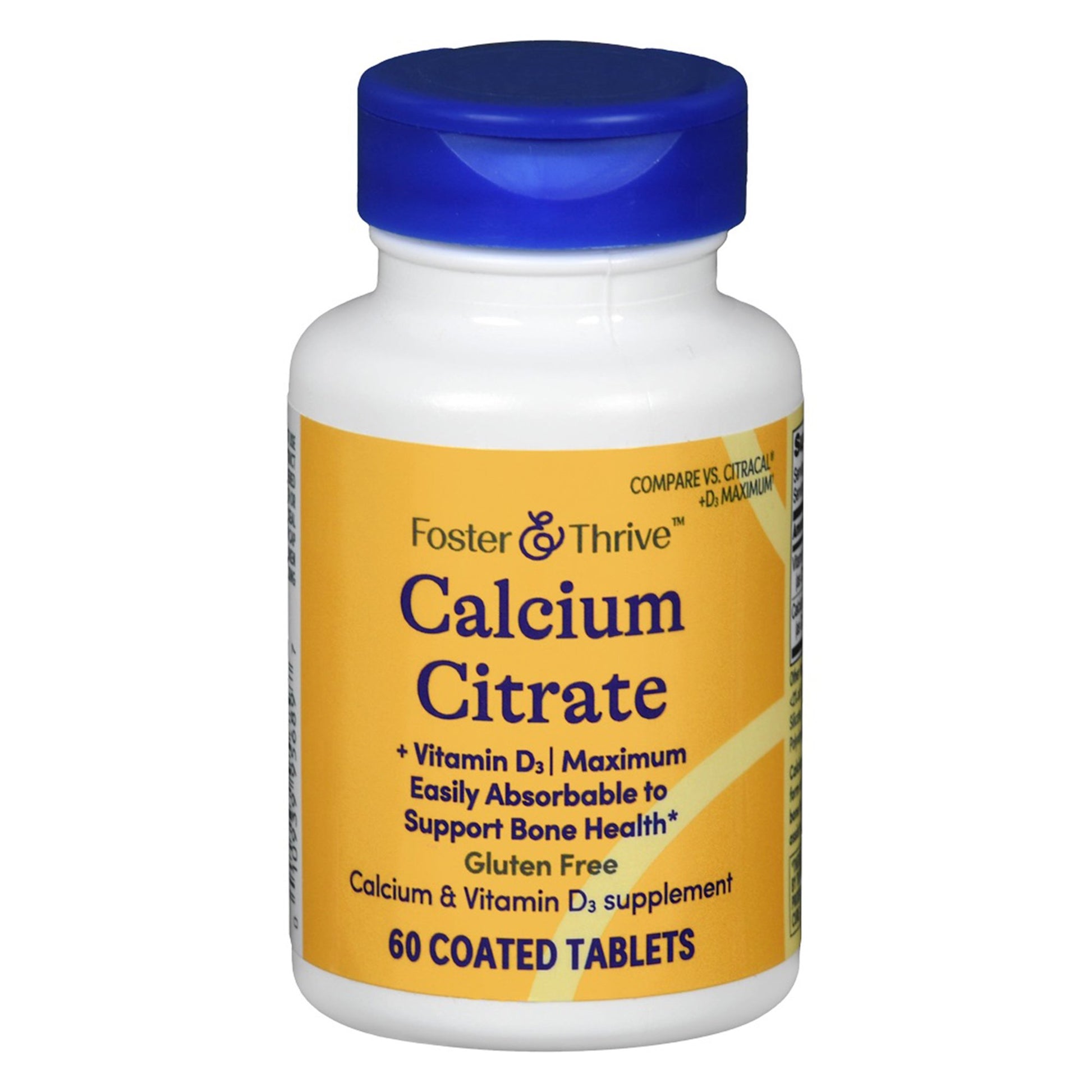 Joint Health Supplement Foster & Thrive™ Calcium Citrate / Vitamin D3 500 IU - 630 mg Strength Tablet 60 per Bottle