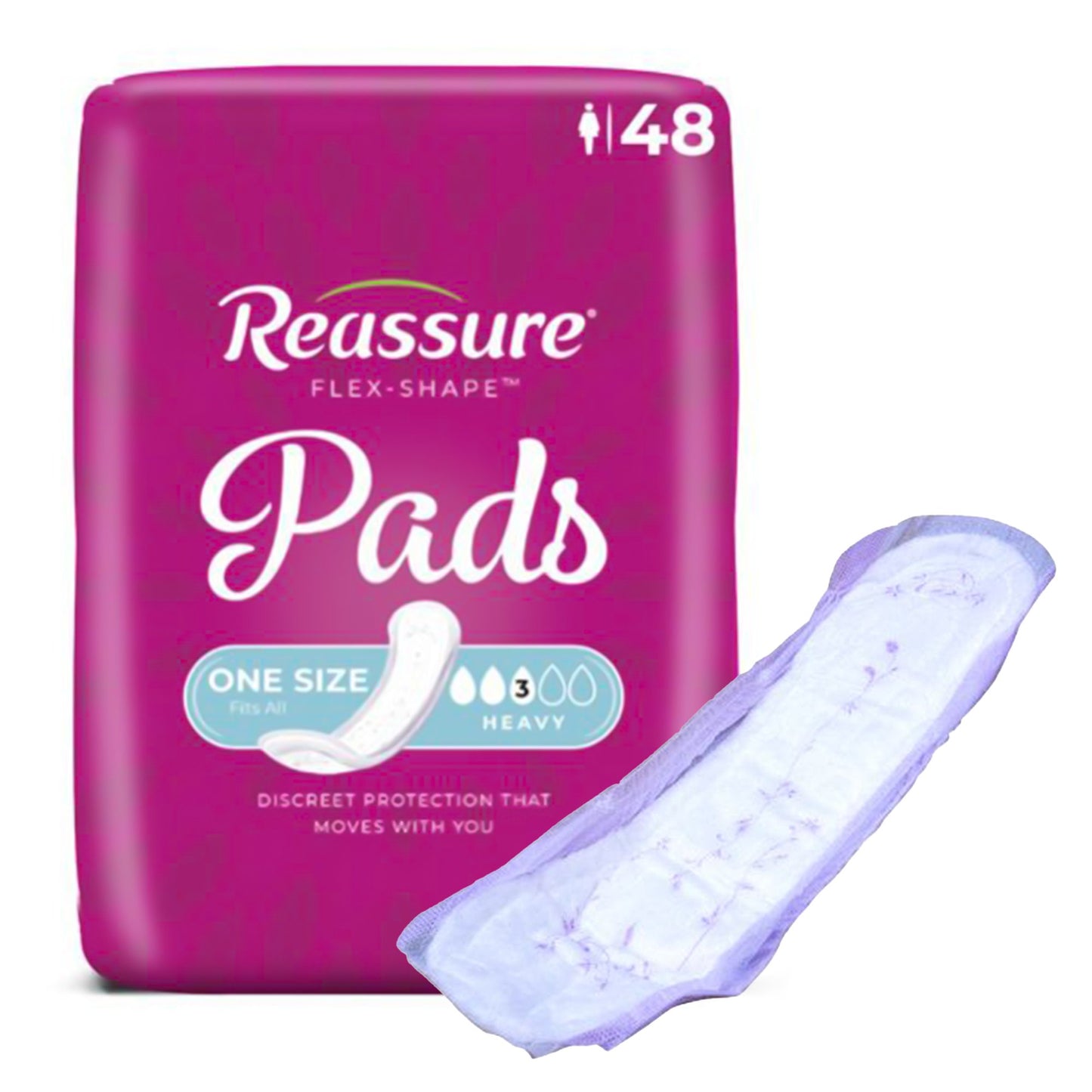 Incontinence Liner Reassure® Flex-Shape Pad™ Heavy Absorbency Polymer Core One Size Fits Most