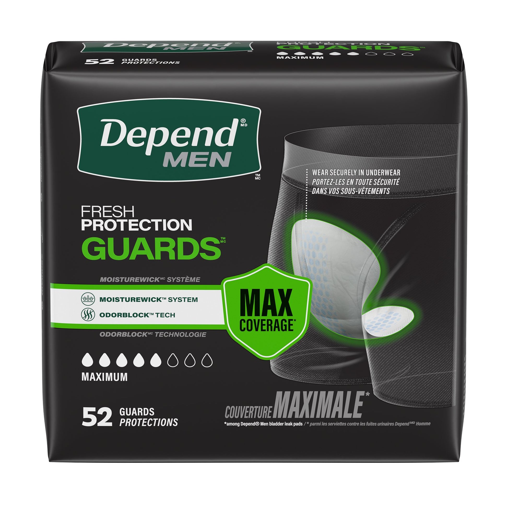Bladder Control Pad Depend® Men Fresh Protection Guards Heavy Absorbency One Size Fits Most