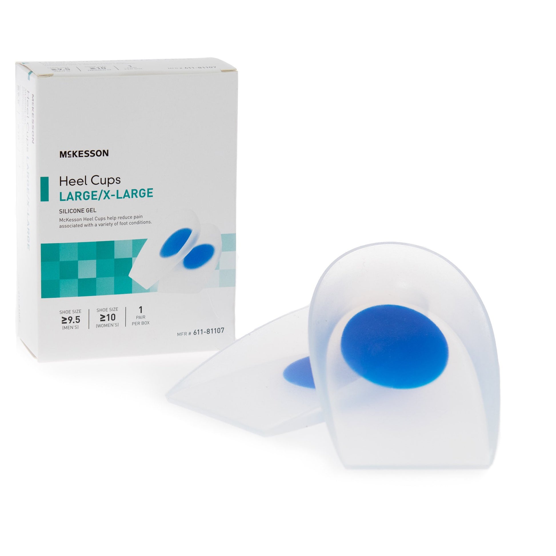 Heel Cup McKesson U-Shaped Silicone Women 10 and up / Men 9.5 and up Blue / White