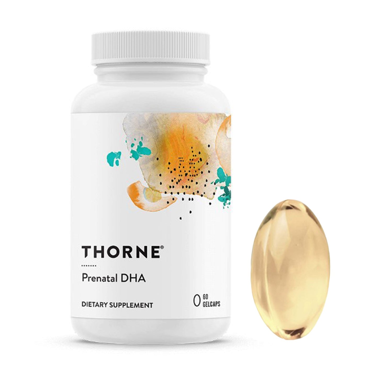 Prenatal Dietary Supplement THORNE® Prenatal DHA DHA (Docosahexaenoic Acid) / EPA (Eicosapentaenoic Acid) / Omega-3 Fatty Acids (EPA/DHA) 650 mg - 200 mg - 960 mg Strength Gelcap 60 per Bottle